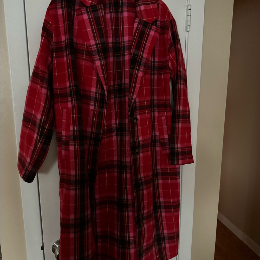 Plaid Red Women's Coat